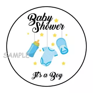 30 IT'S A BOY BABY SHOWER ENVELOPE SEALS LABELS STICKERS 1.5" ROUND PARTY FAVORS - Picture 1 of 1