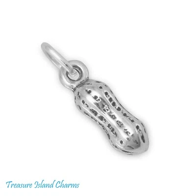 Pequeño cacahuete con cáscara 3D 925 plata esterlina maciza dije tuerca Goober HECHO EN EE. UU. Foto 1 de 3