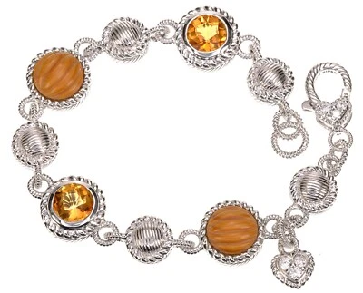 Judith Ripka Citrine and Jasper Sterling Silver size small 6-1/2" Bracelet - Image 1 of 4