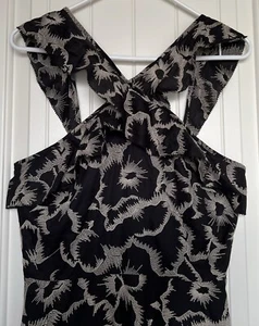 Banana Republic Halter Dress Black/White Cotton Embroidered Ruffle 8 $158 NEW! - Picture 1 of 24