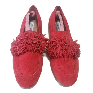 Steve Madden Shoes Women 9.5 Red Belamy Suede Flat Tasseled - Picture 1 of 5