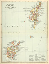 An A3 size reproduction map of Orkney & Shetlands, original dated 1891.