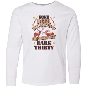 Inktastic Deer Hunting Funny Hunter Youth Long Sleeve T-Shirt White Tail Season - Picture 1 of 1
