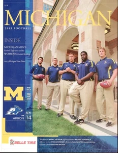 INSIDE 2013 FOOTBALL MICHIGAN VS AKRON SEPTEMBER 14TH PROGRAM MAGAZINE TEAM 134 - Imagen 1 de 2