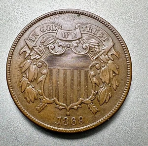 1869  2 CENT PIECE   AU   BETTER DATE  #9858 - Picture 1 of 2