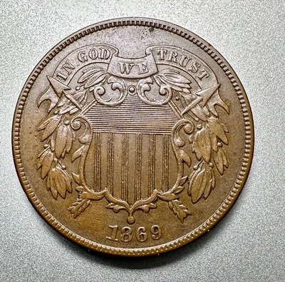 1869  2 CENT PIECE   AU   BETTER DATE  #9858 - Image 1 of 2