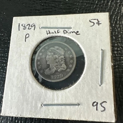BUSTO TAPADO MEDIA MONEDA DE DIEZ CENTAVOS 1829 ¡Bonito detalle! Foto 1 de 3