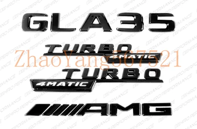 Logotipos letras con emblemas negros brillantes para Mercedes-Benz GLA35 Turbo 4Matic AMG H247 Foto 1 de 4
