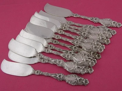 12 esparcidores de mantequilla de plata esterlina Whiting Lily 1902 mango plano ~ sin mono Foto 1 de 4