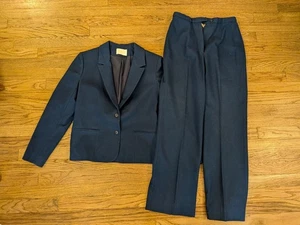 Vintage 80s Pendleton Women’s Navy Blue 3-Piece Pant Suit & Skirt 100% Wool XS/S - Picture 1 of 10