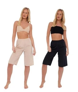 Ladies Plain Anti Cling Cooling Underskirt Petticoat Waist Culotte Leg Slip - Picture 1 of 14