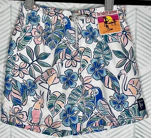 The Endless Summer Swim Shorts Sz 4 Boys White Tropical Print Pockets NWT - Picture 1 of 5