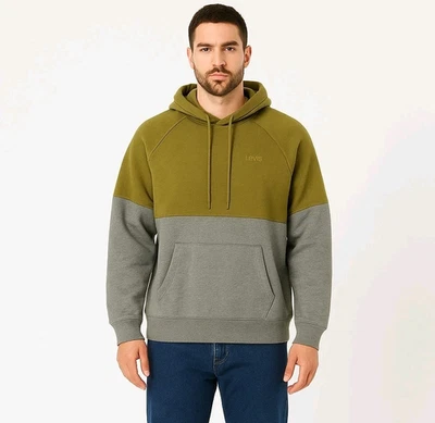 Levi’s Men’s Size Small Colorblock Hoodie Green Gray Pullover Sweatshirt NWT   - Image 1 of 4