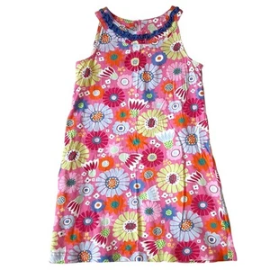 Hanna Andersson Shift Dress Girls 5/6 Retro Mod Floral Multicolor Y2K Summer - Picture 1 of 8