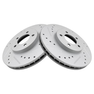 Performance Brake Rotor Drilled Slotted Front Coated Pair for Ford - Image 1 of 4