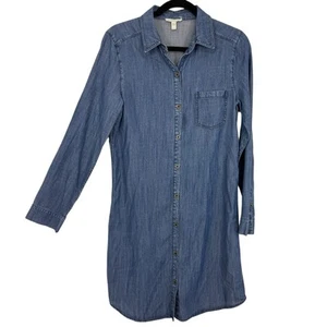 Eileen Fisher Chambray Shirt Dress Long Sleeve Blue Button Up Collared Size XS - Imagen 1 de 11
