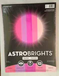 Astrobrights 91531 Assorted Pink Colored Paper 8.5" X 11" 24 lbs 100 Sheets New - Picture 1 of 4