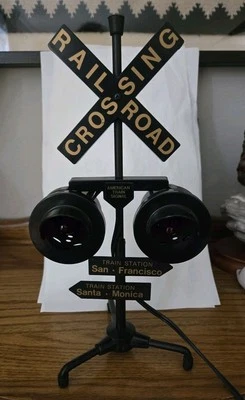 Hollywood Railroad Crossing Mini Flashing Red Lights Toy Train Desk Top - Image 1 of 4