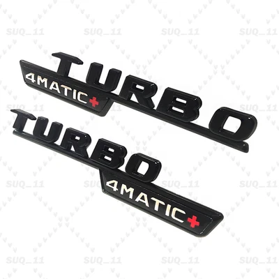 FOR AMG TURBO 4MATIC+ Plus Fender Emblem Badge Black E53 CLS53 GLE53 GT53 -2pcs Foto 1 de 4