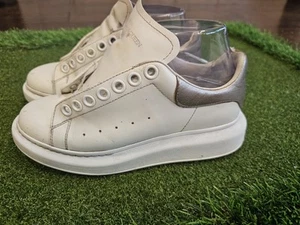 Alexander McQueen Women's Oversized Sneakers Size 36.5 EU White Gold. **AS IS** - Picture 1 of 11