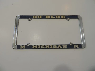 University of Michigan Wolverines Go Blue Metal blue chrome license plate frame - Image 1 of 2