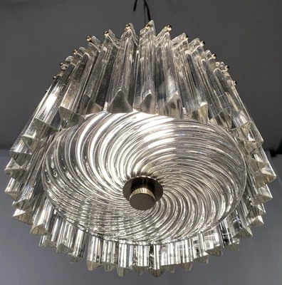 Plafonniers Art Deco Français Moderniste 1930 Bronze Verre Lustre Dlg Venini - Photo 1/4