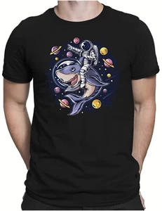 Astronaut Shark | Herren Fun T-Shirt S bis 4XL | Weißer Hai Nasa Kosmos Galaxy - Picture 1 of 14