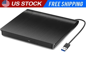 Slim External CD DVD RW Drive USB 3.0 Writer Burner Player Black For Laptop PC - Picture 1 of 9