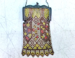 Whiting & Davis Enameled Mesh Purse Evening Bag FLAPPER GIRL 1920s Art Deco - Picture 1 of 24