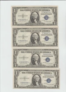 4 -1935 G $1 Dollar Bills 2 with moto $ 2 without moto.All notes uncirculated - Picture 1 of 5