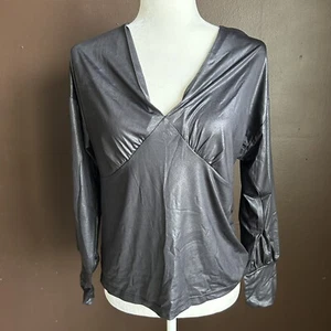Blusa donna Prologue taglia small wet look manica lunga nera nuova - Foto 1 di 3