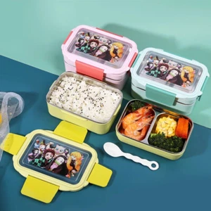 Anime Demon Slayer Lunch Box Double Layer Thermal Food Container Stainless Steel - Picture 1 of 25