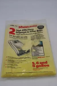 NEW-Shop Vac Type H Vacuum Filter Bag 5-8 Gallon Fine Filtration - 2 Pack #90671 - Picture 1 of 2
