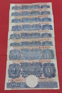 8 x B249 ,   £1 Notes ,Peppiatt 1940 ,,afine -gfine 