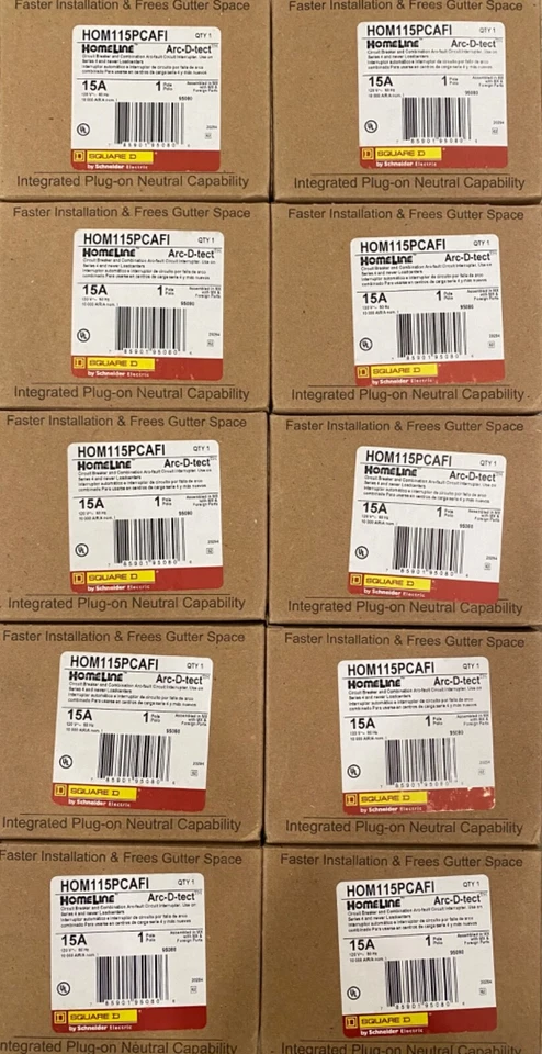 10PCS SQUARE D HOMELINE HOM115PCAFI HOM115PCAFIC 15A AFCI PLUG ON NEUTRAL NEW