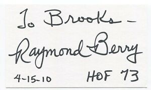 Raymond Berry Signed 3x5 Index Card Autographed Football Colts Hall of Fame