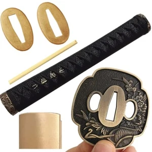 26 cm schwarzer Ito Tsuka Griff für japanische Samurai Katana Schwert Wakizashi Beschläge - Bild 1 von 2