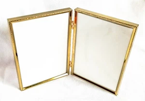 Brass Picture Frame Double 5 X 7" Ornate with Glass - Picture 1 of 5