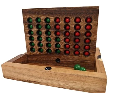 Handmade Wooden FOUR IN A ROW Large- Classic Fun, Clever Design 19x16x3cm - Image 1 of 4