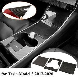 Kit de ajuste de la cubierta de la consola central de fibra de carbono real para Tesla Model 3 2018 2019 2020 - Imagen 1 de 11