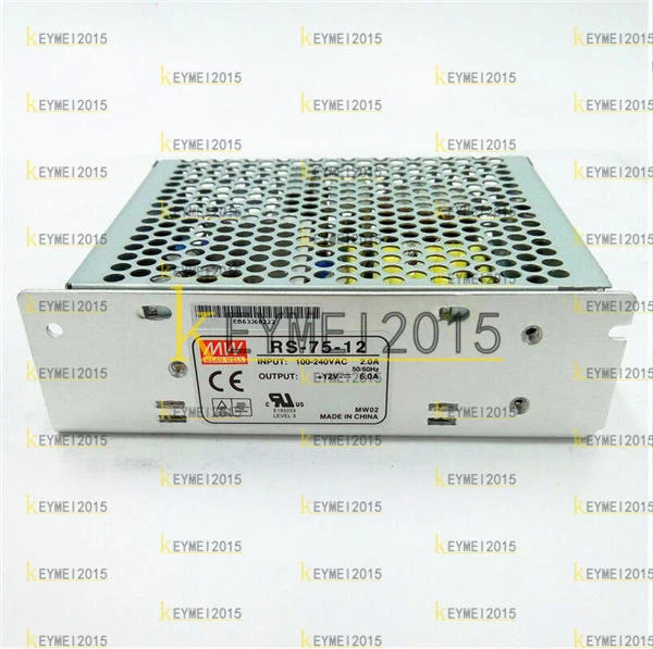 ONE NEW RS-75-12 6Amp Mean Well AC to DC Power Supply Single Output 12V 72W - Image 1 of 1
