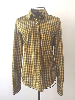 Camisa Steven Alan Amarilla Manga Larga A Cuadros Abotonada Hecha en EE. UU. Talla S Usada en Excelente Condición Foto 1 de 3