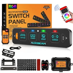 AUXBEAM 4 Gang RGB Switch Panel Toggle/Momentary/Pulsed Car Boat Marine RV Truck - Picture 1 of 11