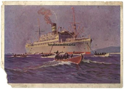 Orig. AK Postkarte KM Wohnschiff Dampfer Wangoni ex-DOA - gel. Hela Polen 1941 - Bild 1 von 2