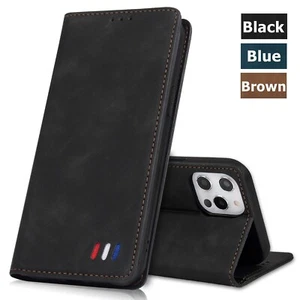Luxury Case for iPhone & SAMSUNG Leather Flip Wallet Card Slot Stand Phone Cover - Picture 1 of 19