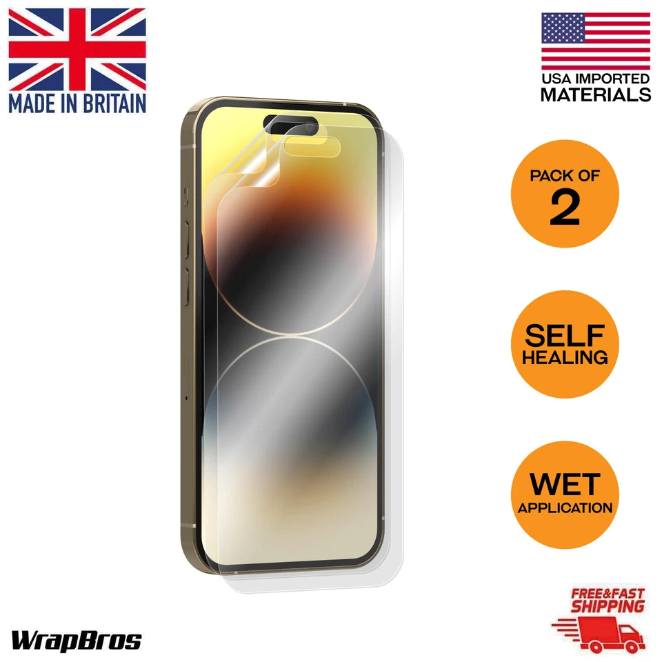 2x For Apple iPhone 15 Pro Plus Max 14 13 TPU Screen Protector Film Hydrogel UK - Image 1 of 1