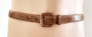 SALE snakeskin belt L 1980s vintage narrow taupe - Picture 1 of 6