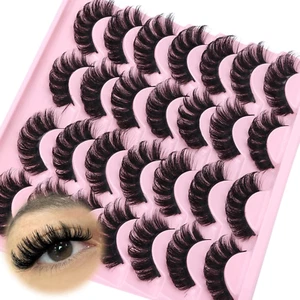 False Eyelashes Fluffy Russian Strip Lashes D Curl Cat Eye Lashes Natural Fake E - Picture 1 of 12