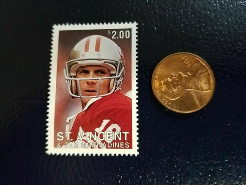 Joe Montana SF 49ers St Vincent The Grenadines NFL RARE Perforated Stamp Cover