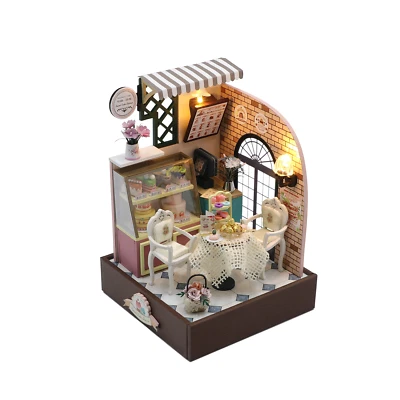 Wizardi Miniature Roombox Kit - Dessert Cafe Dollhouse Kit